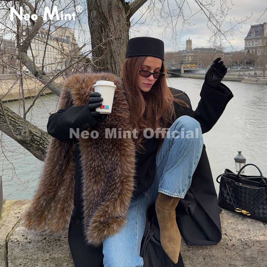 Street Fashion Girl - Bufanda larga y ancha de piel