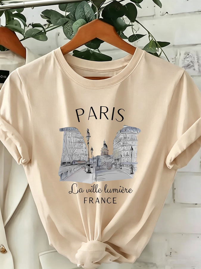 Italy Fashion Street - Camiseta de cuello redondo con estampado