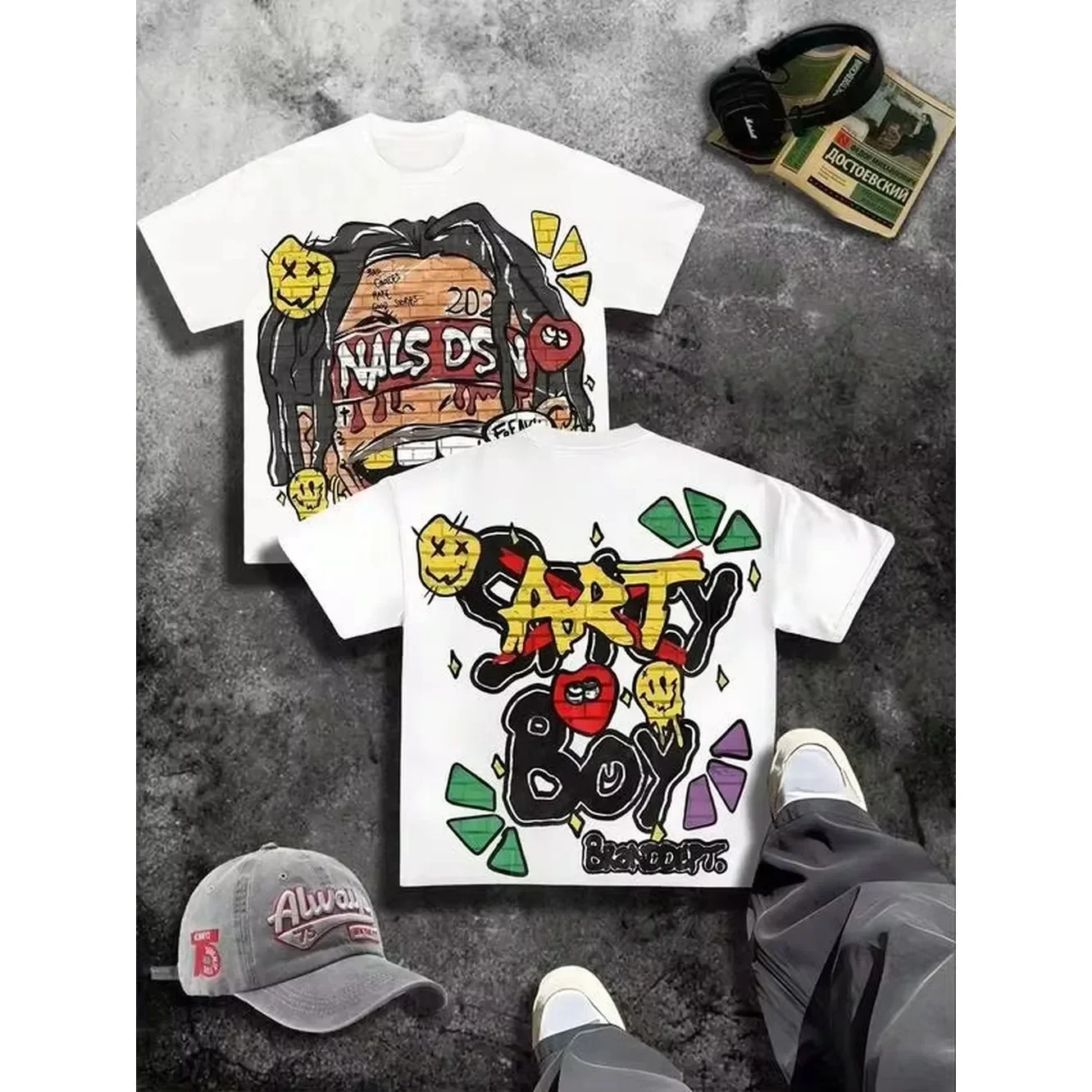 Italy Fashion Street - Camiseta de algodón con estampado de
