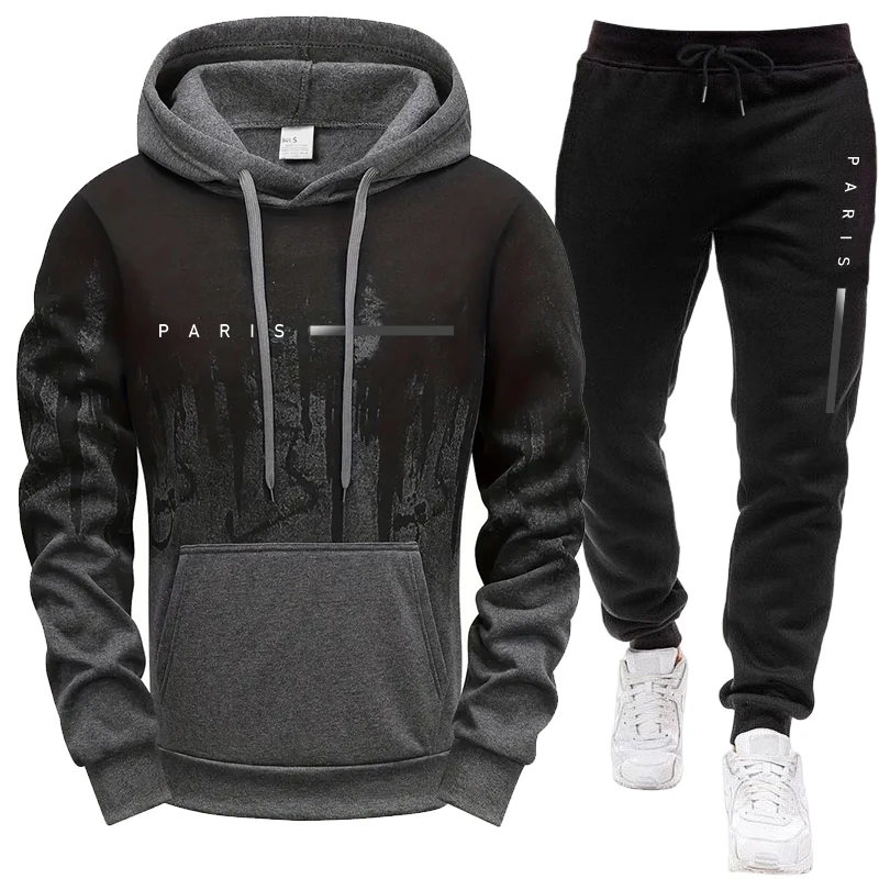 Street Fashion Hoodie - Conjunto de hombre/chaqueta con capucha/pantalones Paris,