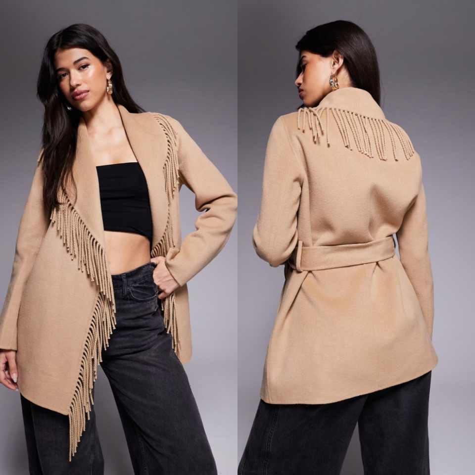 Street Fashion Events - Abrigo corto de lujo con cuello