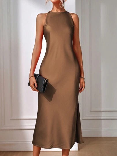 Italy Fashion Street - 2026 Vestido Midi elegante de satén