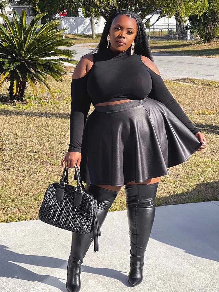 Faldas acampanadas de cuero ma - Street Fashion Plus Size reseña y precio