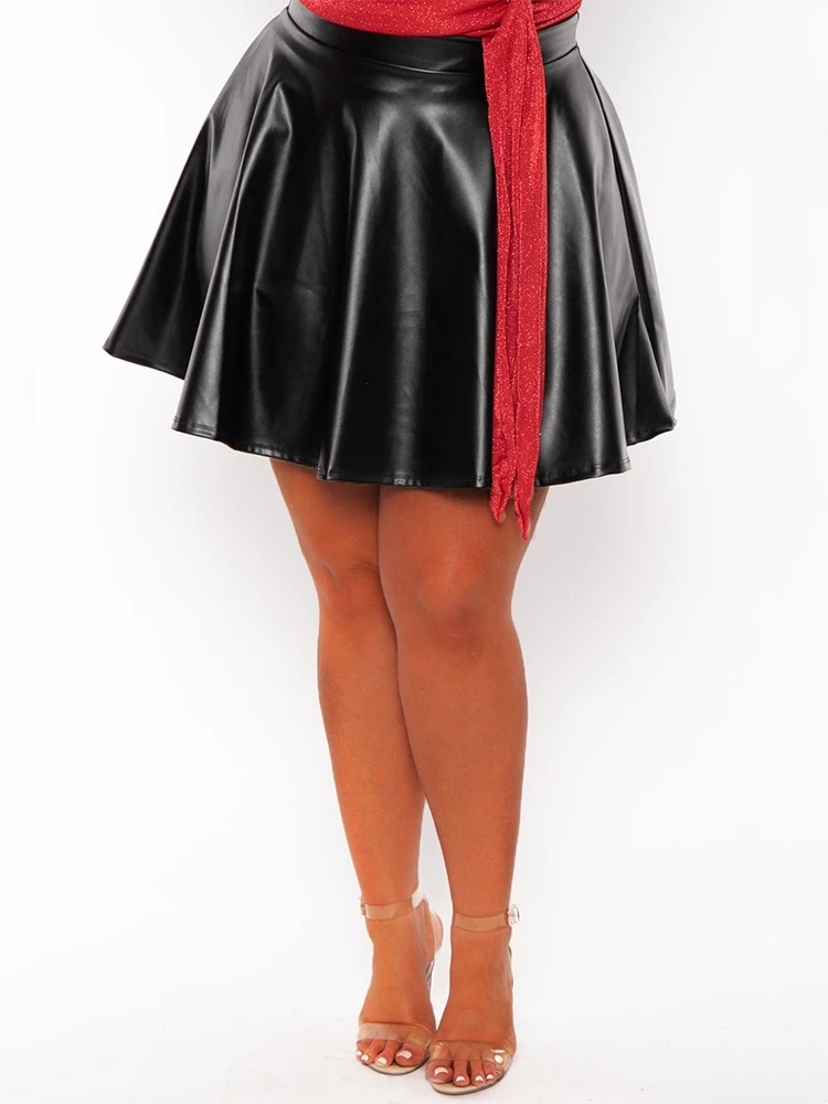Faldas acampanadas de cuero ma - Street Fashion Plus Size reseña y precio